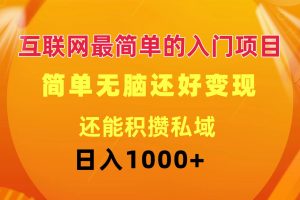 （11922期）互联网最简单的入门项目：简单无脑变现还能积攒私域一天轻松1000+
