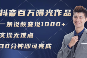 (11967期)抖音百万浏览日均1000+,变现能力超强,实操无难点