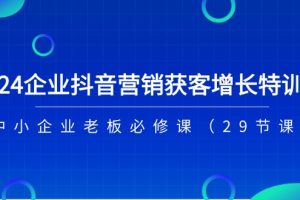 2024企业抖音营销获客增长特训营，中小企业老板必修课（29节课）