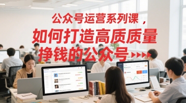 公众号运营系列课,如何打造高质量挣钱的公众号