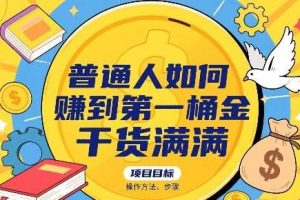 普通人如何賺到第一桶金，干货满满，操作方法及步骤
