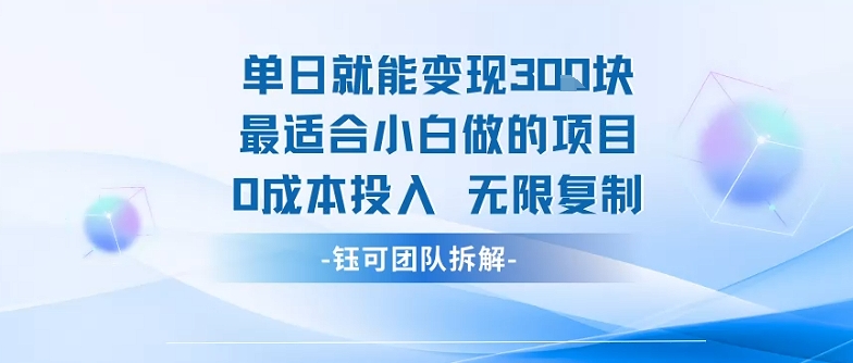 单日就能变现3张最适合小白做的项目0成本投入 无限复制