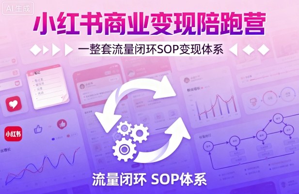 小红书商业变现陪跑营,轻IP矩阵 私域获客 聚光投流,一整套流量闭环SOP变现体系