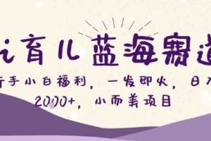 Ai育儿蓝海赛道，新手小白福利，一发即火，日入2k+，小而美项目【揭秘】