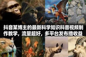 抖音60W粉丝博主最新科学知识科普视频制作教学，流量超好，多平台发布撸收益