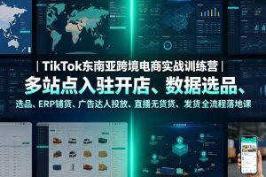 TikTok东南亚跨境电商实战训练营｜多站点入驻开店、数据选品、ERP铺货、广告达人投放、直播无货源发货全流程落地课