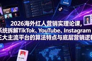 2026海外红人营销实理论课，系统拆解TikTok、YouTube、Instagram三大主流平台的算法特点与底层营销逻辑