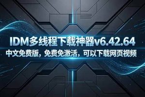 （18688期）IDM多线程下载神器v6.42.64中文免费版，免费免激活，可以下载网页视频（例如飞书文档内的视频）