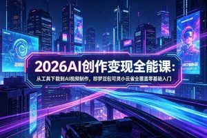 （18553期）2026AI创作变现全能课-更新5月：从工具下载到AI视频制作，即梦豆包可灵小云雀全覆盖零基础入门