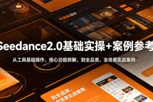 Seedance2.0基础实操+案例参考，从工具基础操作、核心功能拆解，到全品类、全场景实战案例参考全覆盖