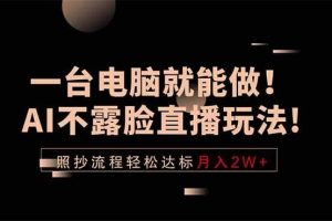 （18472期）一台电脑就能做！AI不露脸直播玩法，照抄流程轻松达标月入2W+