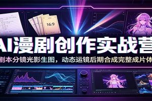 AI漫剧创作实战营：AI剧本分镜光影生图，动态运镜后期合成完整成片体系