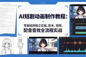 （18351期）AI短剧动画制作教程：零基础到独立实操，剧本、视频、配音音效全流程实战