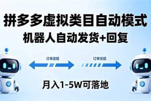 （18339期）多多虚拟类目自动模式，机器人自动发货 + 回复，月入 1-5W 可落地
