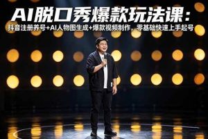 （18012期）AI脱口秀爆款玩法课：抖音注册养号+AI人物图生成+爆款视频制作，零基础快速上手起号