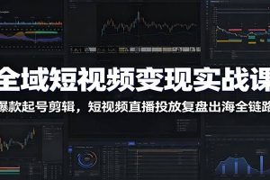 全域短视频变现实战课：爆款起号剪辑，短视频直播投放复盘出海全链路