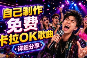 零基础AI制作免费卡拉OK视频教程，从歌曲生成、音轨分离到字幕制作、视频导出，手把手教学
