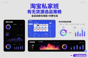 淘宝私家班，有无货源选品策略，高成功率爆款全流程打法，全店动销与淘短+付费引流（更新2026年5月22日）