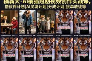 橘霸天·AI橘猫短剧视频创作实战课，撸伙伴计划|AI灵境计划|分成计划|接单收徒等