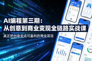 AI编程第三期，从创意到商业变现的全链路实战课，真正把创意变成可盈利的商业项目（更新05月19日）