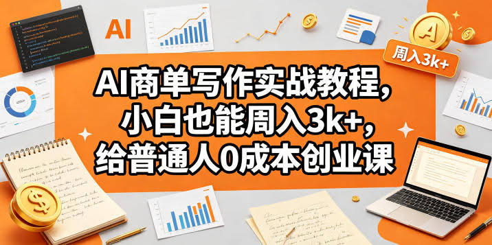 AI商单写作实战教程，小白也能周入3k+，给普通人0成本创业课