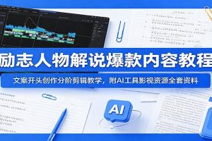 励志人物解说爆款内容教程：文案开头创作分阶剪辑教学，附AI 工具影视资源全套资料