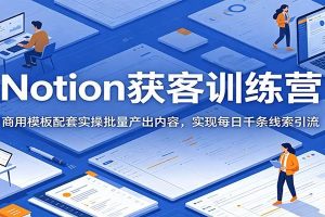 Notion获客训练营：商用模板配套实操批量产出内容，实现每日千条线索引流