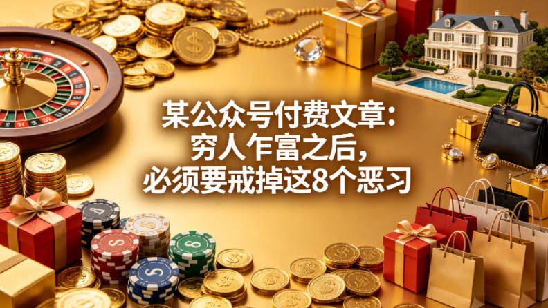某公众号付费文章：穷人乍富之后，必须要戒掉这8个恶习