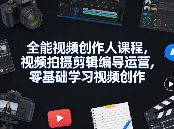 全能视频创作人课程，视频拍摄剪辑编导运营，零基础学习视频创作（更新2026年4月）