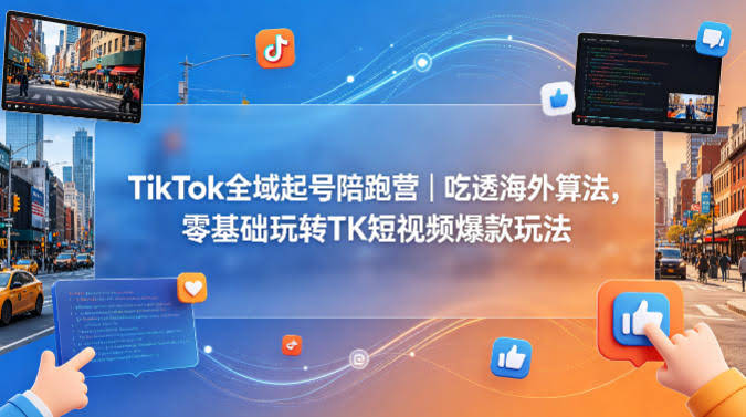 TikTok全域起号陪跑营｜吃透海外算法，零基础玩转TK短视频爆款玩法