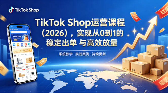 TikTok Shop运营课程（2026），实现从0到1的稳定出单与高效放量