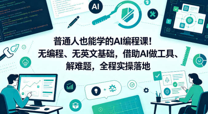 普通人也能学的AI编程课！无编程、无英文基础，借助AI做工具、解难题，全程实操落地