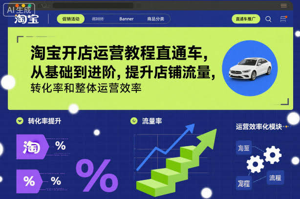 淘宝开店运营教程直通车，从基础到进阶，提升店铺流量，转化率和整体运营效率（更新26年4月20日）