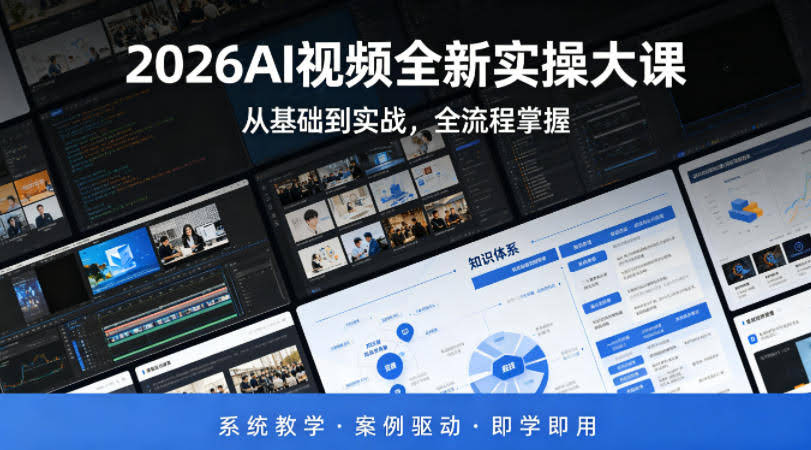 2026AI视频全新实操大课，从基础到实战，全流程掌握，系统教学·案例驱动·即学即用