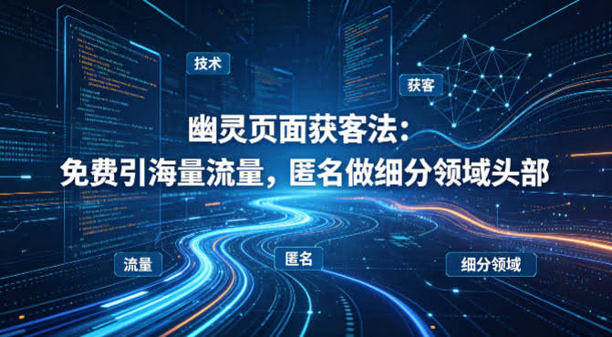 用懂技术!幽灵页面获客法:免费引海量流量,匿名做细分领域头部