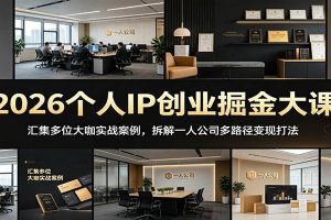 2026个人IP创业掘金大课：汇集多位大咖实战案例，拆解一人公司多路径变现打法