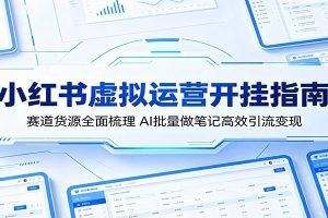 小红书虚拟运营开挂指南：赛道货源全面梳理，AI批量做笔记高效引流变现