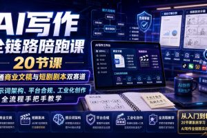 AI写作全链路陪跑课｜20节课打通商业文稿与短剧剧本双赛道，提示词架构、平台合规、工业化创作全流程手把手教学