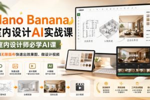 Nano Banana室内设计AI实战课，室内设计师必学AI课，用无限画布快速出效果图、做设计视频
