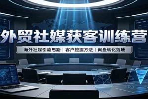 外贸社媒获客训练营：海外社媒引流思路，客户挖掘方法，询盘转化落地