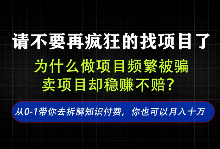 找项目？别傻了！卖项目才是真的一本万利！看完你全都懂了【揭秘】