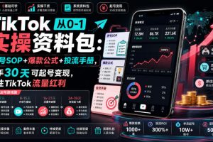 TikTok从0-1实操资料包：养号SOP+爆款公式+投流手册，新手30天可起号变现，抓住TikTok流量红利