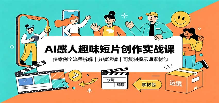 AI感人趣味短片创作实战课：多案例全流程拆解，分镜运镜，可复制提示词素材包