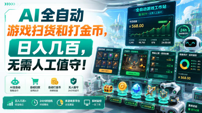 AI全自动游戏扫货和打金币，日入几百，无需人工值守！【揭秘】
