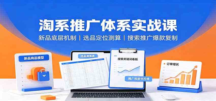 淘系推广体系实战课：新品底层机制，选品定位测算，搜索推广爆款复制