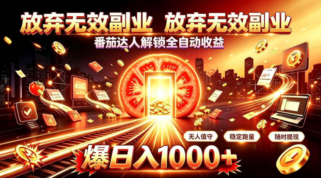 放弃无效副业,番茄达人解锁全自动收益,日入1k+,门槛最低的线上轻资产项目【揭秘】