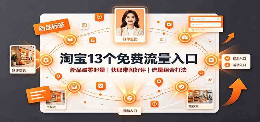 淘宝13个免费流量入口：新品破零起量，获取带图好评，流量组合打法