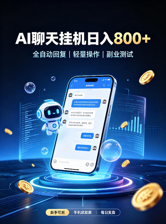AI聊天挂G项目，日入800+，适用个人副业，工作室矩阵操作，无需真人实时值守【揭秘】