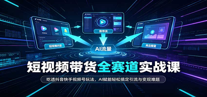短视频带货全赛道：吃透抖音快手视频号玩法，AI赋能轻松搞定引流与变现难题