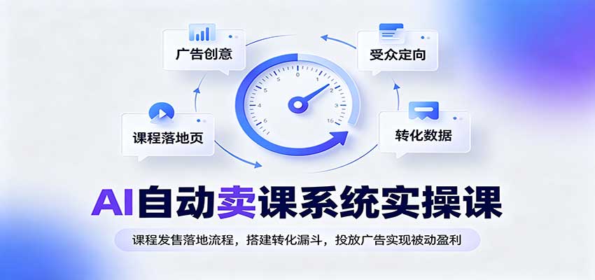AI自动卖课系统实操课：课程发售落地流程，搭建转化漏斗，投放广告实现被动盈利